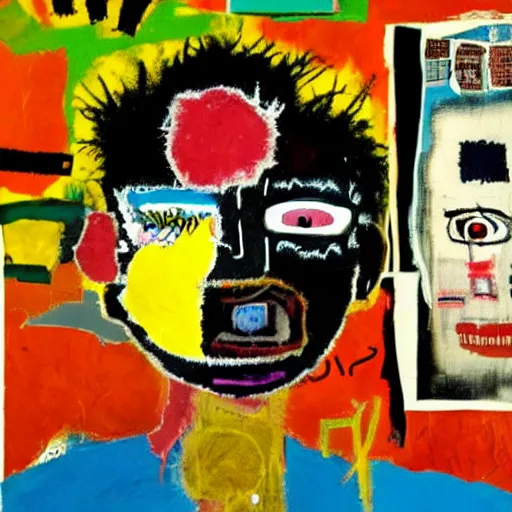 Image similar to mixed media collage basquiat style