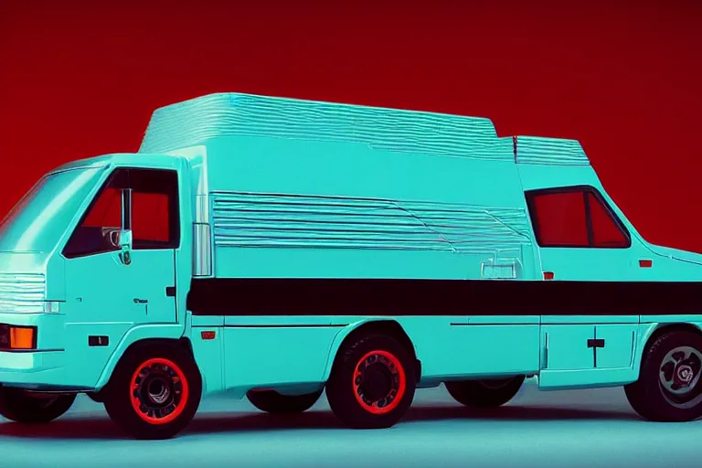 Image similar to designed by giorgetto giugiaro stylized poser of a single 1 9 8 8 honda kei truck, thick neon lights, ektachrome photograph, volumetric lighting, f 8 aperture, cinematic eastman 5 3 8 4 film