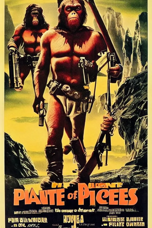 Image similar to movie poster, planet of the apes, directed by russ meyer