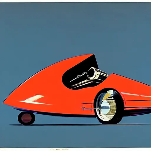 Image similar to concept art for a sidecar car, painted by syd mead, high quality