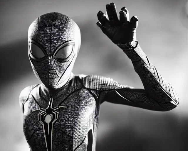 Image similar to iron spider suit, lomography lady grey