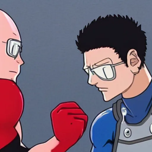 Prompt: Hank hill arm wrestling One Punch Man