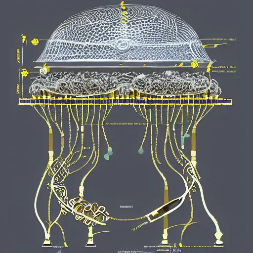 Image similar to Opulent hyperbaric Victorian Moscow subway prison chronomacrophotograph mycelial Faberge royal jelly scissors chamber on a nanometer scale. Ultracomplex precision engineering diagram render.-H 768