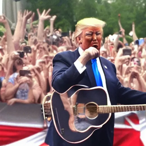 Prompt: donald trump playing the guitar on lollapalooza