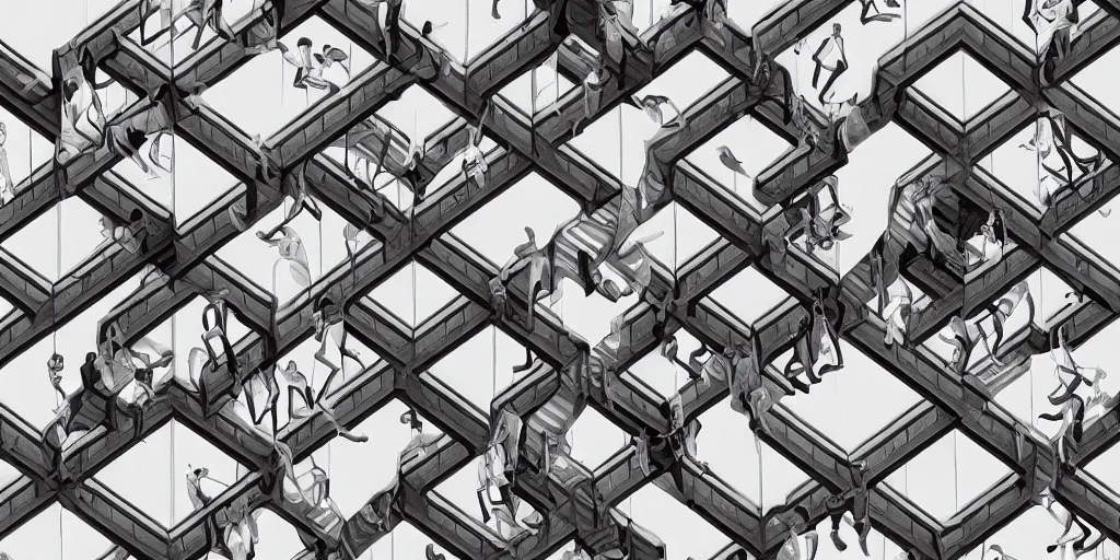 Prompt: recursion in a style of mc escher