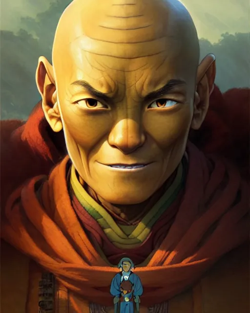 Image similar to bumi from avatar the last airbender, character portrait, portrait, close up, concept art, intricate details, highly detailed by greg rutkowski, michael whelan and gustave dore