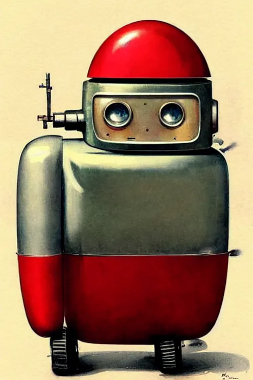 Image similar to ( ( ( ( ( 1 9 5 0 s retro future android robot fat robot mouse wagon. muted colors., ) ) ) ) ) by jean - baptiste monge,!!!!!!!!!!!!!!!!!!!!!!!!! chrome red