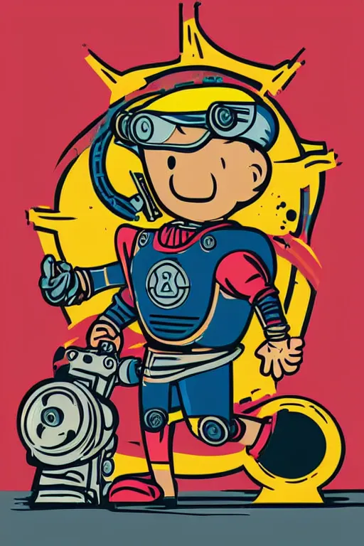 Image similar to fallout 7 6 retro futurist illustration art by butcher billy, sticker, colorful, illustration, highly detailed, simple, smooth and clean vector curves, no jagged lines, vector art, smooth andy warhol style