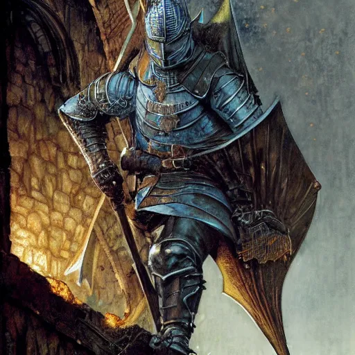 Image similar to dark souls knight, realistic closeup portrait art by norman rockwell and donato giancola and greg rutkowski