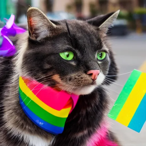 Image similar to cat at a pride parade