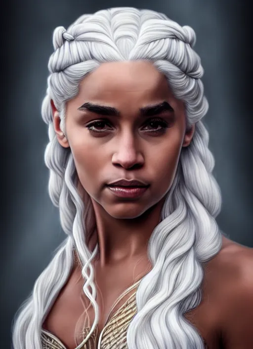 Image similar to photo of a gorgeous young lebron james, lebrone james as daenerys targaryen in the style of stefan kostic, realistic, professionally, professionally color graded, half body shot, sharp focus, 8 k high definition, insanely detailed, intricate, elegant, art by stanley lau and artgerm