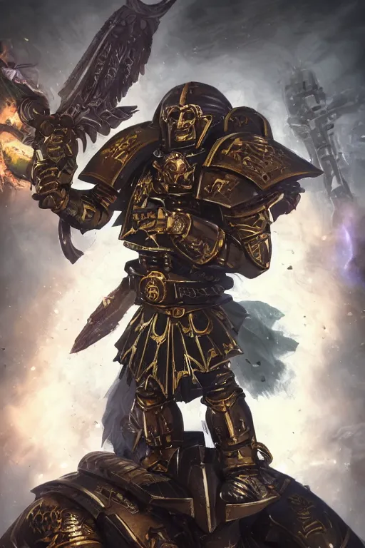 Image similar to armor portrait heros warhammer 4 0 k horus heresy fanart - the primarchs emperor by johannes helgeson animated with vfx concept artist & illustrator global illumination ray tracing hdr fanart arstation zbrush central hardmesh 8 k octane renderer comics stylized