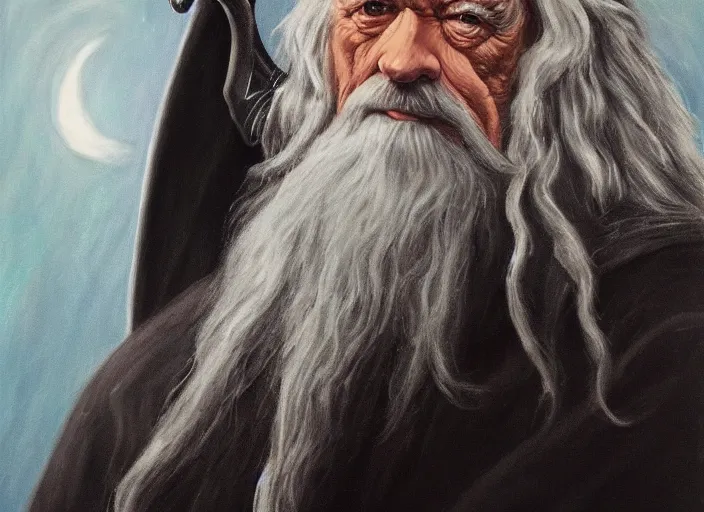 Prompt: Painting of Gandalf the Black