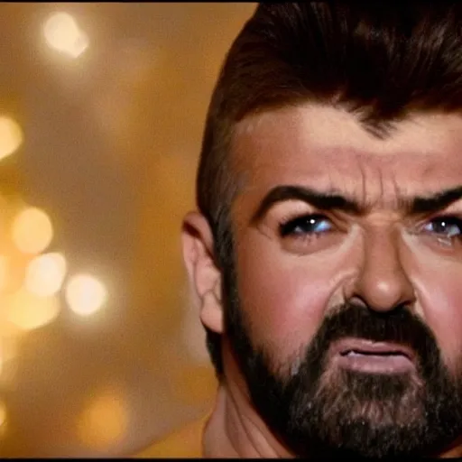 Image similar to george michael goes super saiyan during the last christmas music video