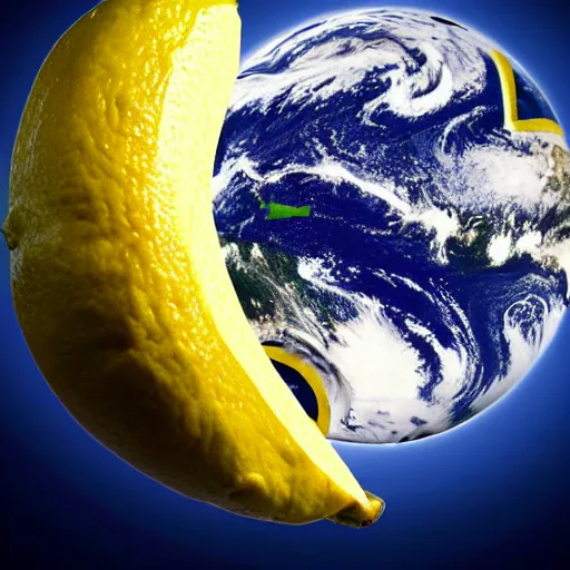 Prompt: earth being sliced in half like a lemon on a cutting board