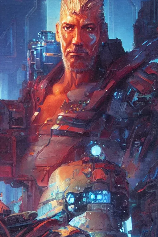 Image similar to a cyberpunk half length portrait of zeus, by paul lehr, jesper ejsing