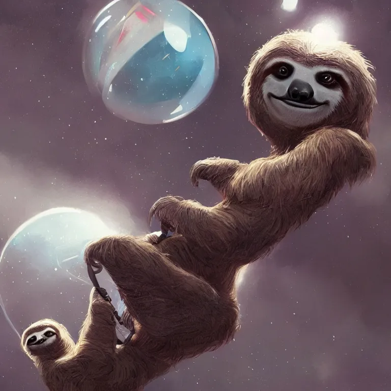 Image similar to A cute sloth astronaut, digital painting, artstation, award winning, concept art, sharp focus, cinematic lighting, illustration, cgsociety