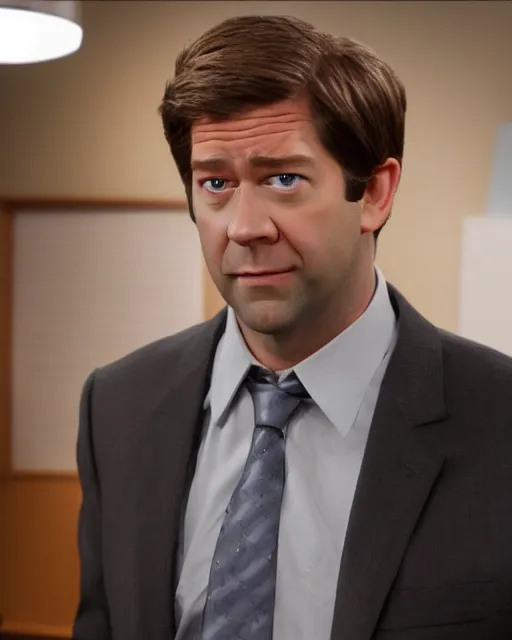 Image similar to jim halpert as a muppet. highly detailed felt. hyper real photo. 4 k.