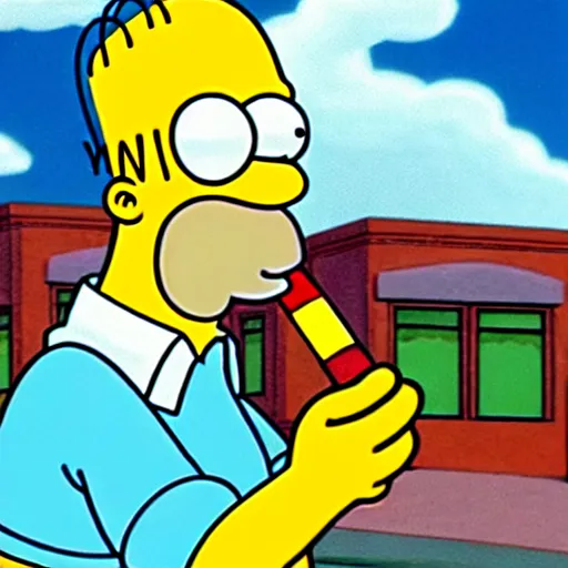 Image similar to homer simpson smoking weed, pixar