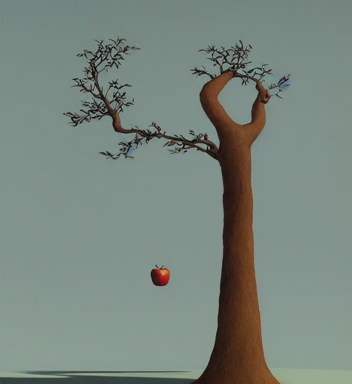 Image similar to anthropomorphic female apple tree, trending on artstation art edward hopper and james gilleard, zdzislaw beksinski, highly detailed, cg society contest winner