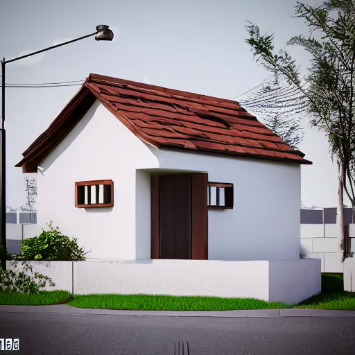 Image similar to 3 d render, minimalistic, octane, cute chubby house