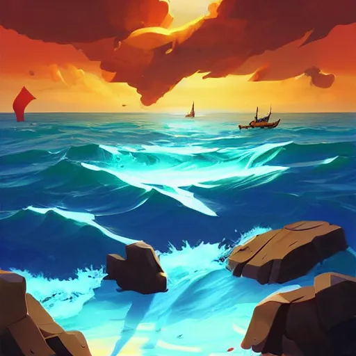 Image similar to painting treasure on sea of thieves game smooth median photoshop filter cutout vector, behance hd by jesper ejsing, by rhads, makoto shinkai and lois van baarle, ilya kuvshinov, rossdraws global illumination