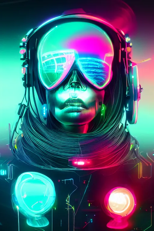 Prompt: future of neuroart, futurism, cryptopunk style, neon colors, ultrarealism, artstation, 8 k