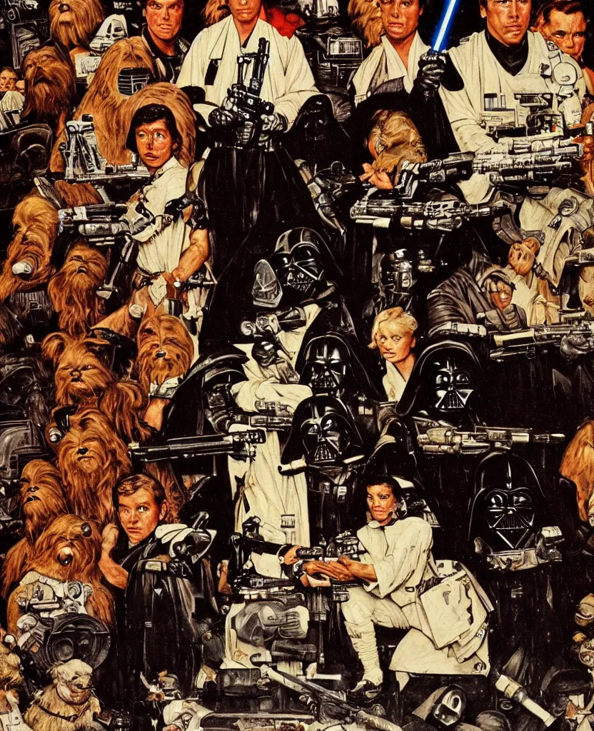 Image similar to star wars by norman rockwell, detailed painting, 8 k