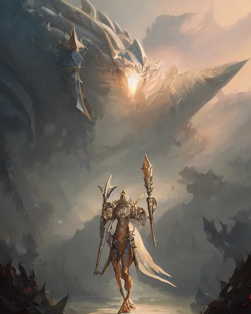 Prompt: Champion paladin in white gold intricate and orante armor, unreal engine, fantasy art by peter mohrbacher, Greg Rutkowski, Loish, Rhads, radiant halo of light