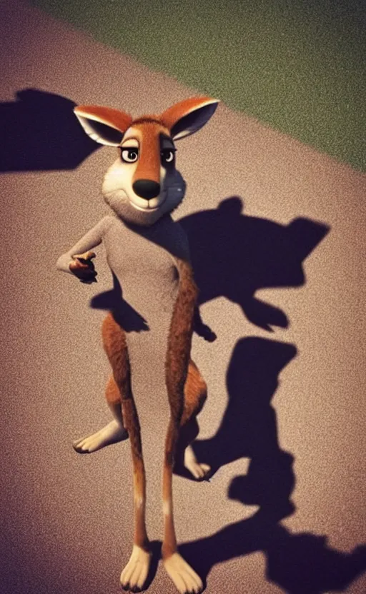 Image similar to “kangaroo in the style of the movie zootopia holding a laser gun and pointing it at the the camera”