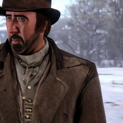 Prompt: nicolas cage in rdr2