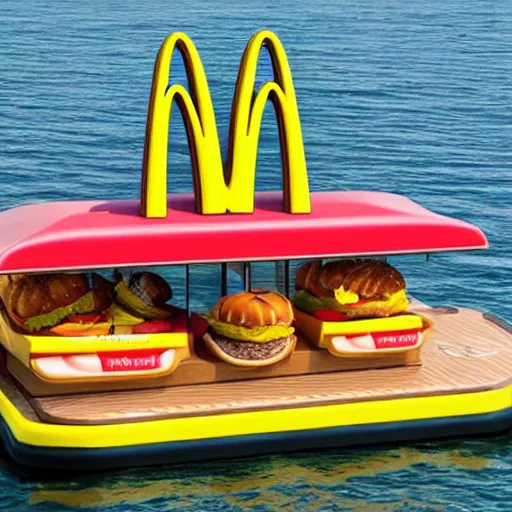 Prompt: mcdonalds on a boat