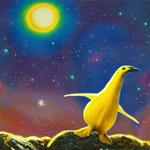 Image similar to rainbow cosmic penguin