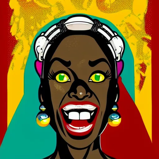 Image similar to mama africa laugh at her child!!! pop art, pixel, bioshock, gta chinatown, artgerm, richard hamilton, mimmo rottela, julian opie, aya takano, intricate, sharp focus, concept art, smooth