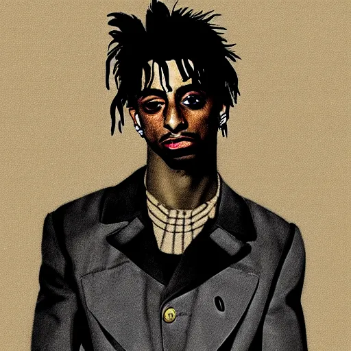 Image similar to a portrait of Playboi Carti in the style of Francisco Goya, dark, creepy, high contrast, nihilistic