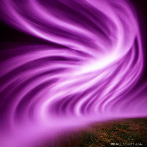 Image similar to amazing photo of a purple tornado in the shape of a vortex by marc adamus, digital art, beautiful dramatic lighting