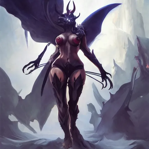 Prompt: Greg Manchess portrait painting of a large-horned demonic girl, devil armored character from league of legends, medium shot, asymmetrical, profile picture, Organic Painting, sunny day, Matte Painting, bold shapes, hard edges, street art, trending on artstation, by Huang Guangjian and Gil Elvgren and Sachin Teng