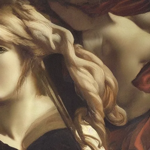 Prompt: by ron garney renaissance painting straight, lavish. a beautiful computer art of a person in profile, with their features appearing both in front of & behind their head.