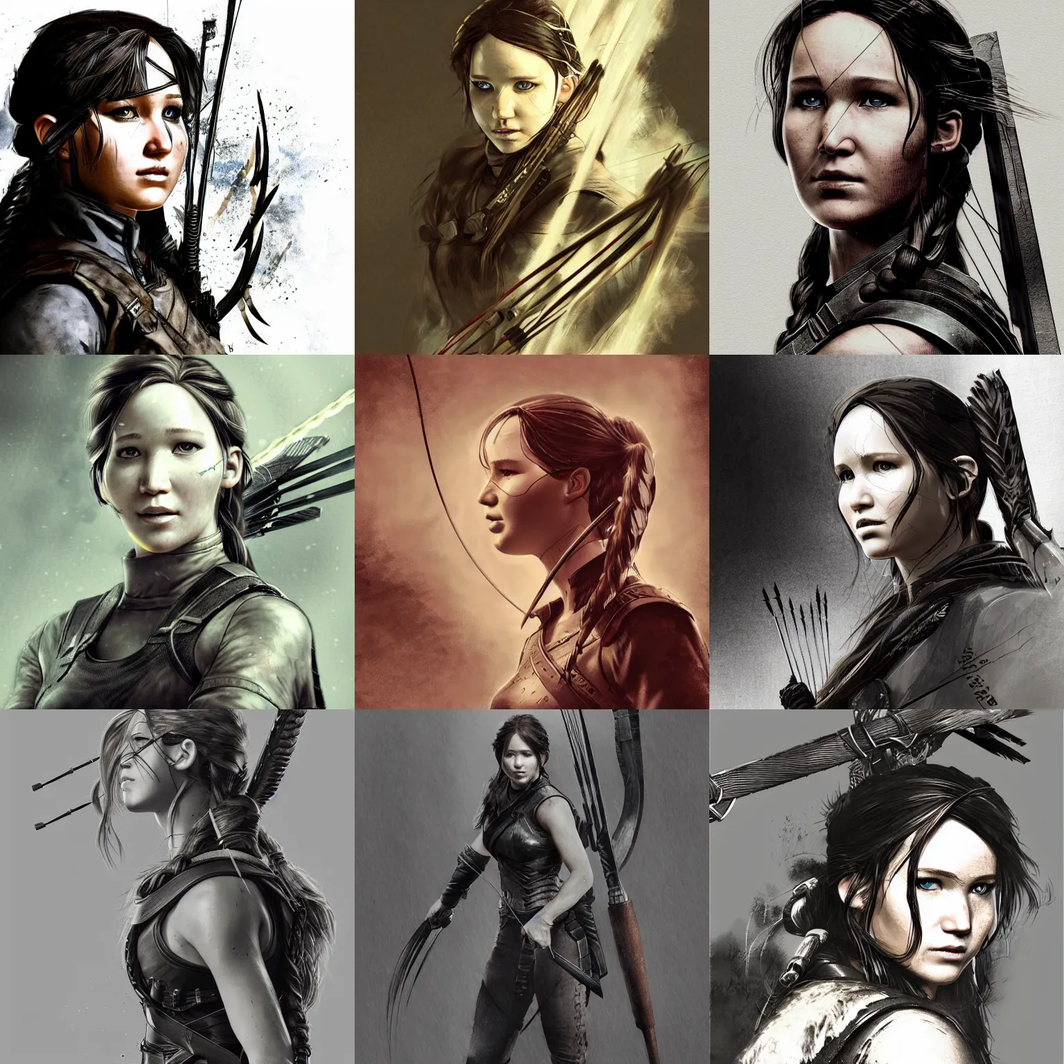 Prompt: Katniss Everdeen Viking shieldmaiden, digital portrait by Yoji Shinkawa and Greg Rutkowski, intricate, detailed, sharp focus, matte painting, trending on ArtStation