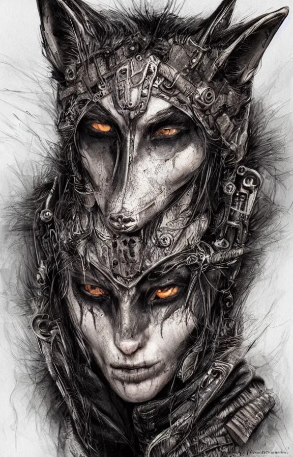 Image similar to realistic detailed portrait of fox warrior, post apocalyptic, gritty, art nouveau, victorian, neo - gothic, gothic, character concept design