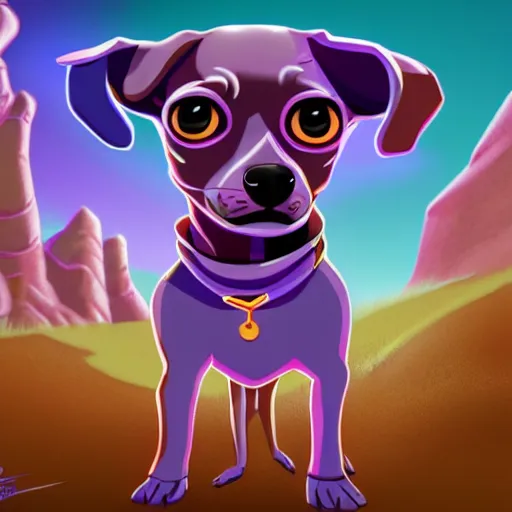 Prompt: a chihuahua with a third eye living in an extradimensional reality, in the style of 9 0 s and goof troop, illustration, epic, fantasy, hyper detailed, smooth, unreal engine, sharp focus, ray tracing, physically based rendering