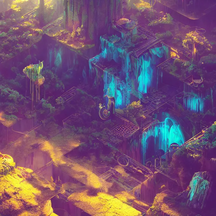 Prompt: a world of dew within every dewdrop a world of struggle, volumetric void of latent space, golden turquoise steampunk, axonometric high contrast cinematic light, mystical shadows, sharp focus, divine realm of gods, octane render,