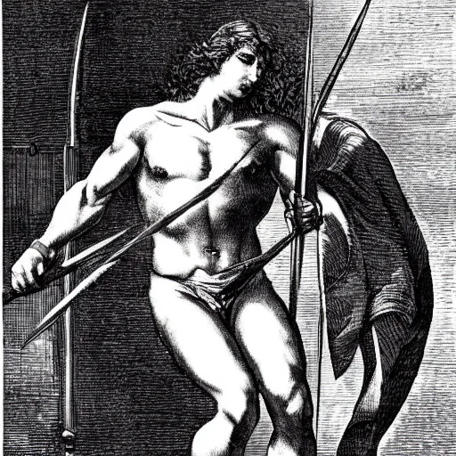 Image similar to achilles with an arrow in his ankles