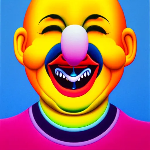 Prompt: laughing clown by shusei nagaoka, kaws, david rudnick, airbrush on canvas, pastell colours, cell shaded, 8 k