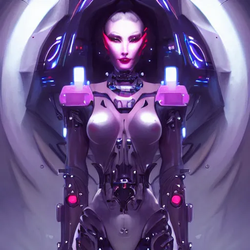 Image similar to a portrait of a beautiful cybernetic mistress of the night, cyberpunk concept art by pete mohrbacher and wlop and artgerm and josan gonzales, digital art, highly detailed, intricate, sci-fi, sharp focus, Trending on Artstation HQ, deviantart, unreal engine 5, 4K UHD image