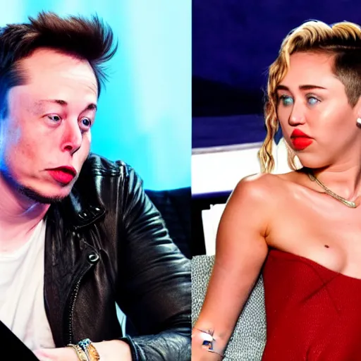 Image similar to photo of miley cyrus dating elon musk