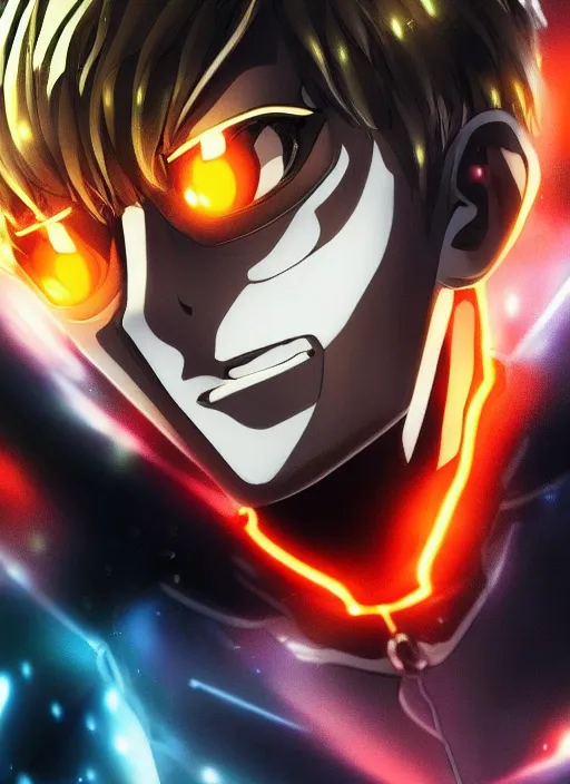 Image similar to A full portrait photo of real-life genos from one punch man, f/22, 35mm, 2700K, lighting, perfect faces, award winning photography.