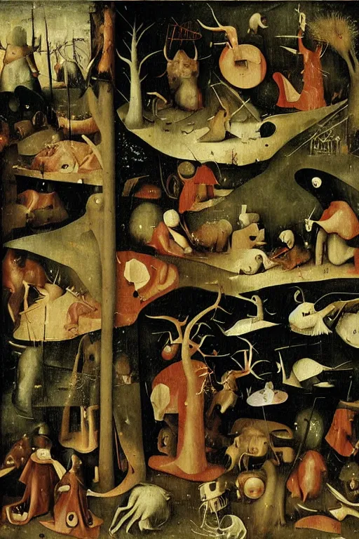 Prompt: squirrelin the style of hieronymous bosch,