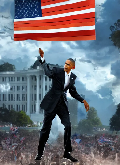 Image similar to Barack Obama capturing the flag in Facing Worlds, Unreal Tournament, 4k