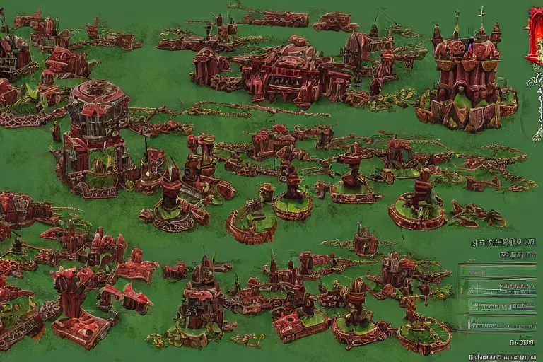 Image similar to moscow in style of warcraft orgrimmar, ork village, green and red orcs in modern camouflage